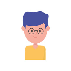 young man cartoon character portrait on white background