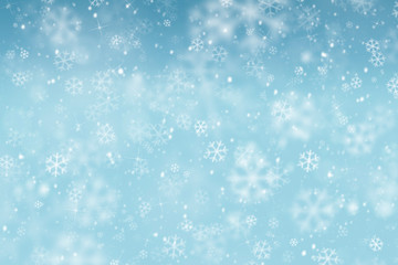 Naklejka na ściany i meble abstract winter background with snowflakes, Christmas background with heavy snowfall, snowflakes in the sky