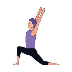 young man practicing yoga icon, colorful design