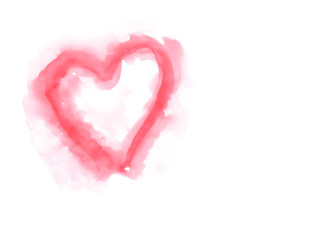 A watercolor pink heart painted on a white background