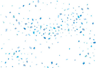 Festive blue rectangle confetti background. Abstract frame confetti texture for holiday, postcard, poster, website, carnival, birthday, children's parties. Cover confetti mock-up. Wedding card layout