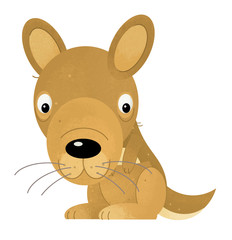 cartoon scene with happy and funny kangaroo on white background - illustration for children