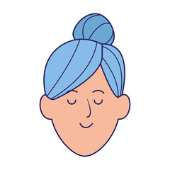 young woman face icon, flat design
