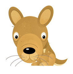 cartoon scene with happy and funny kangaroo on white background - illustration for children