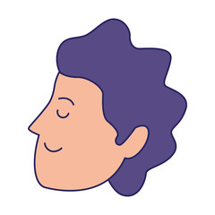 cartoon man face icon, flat design