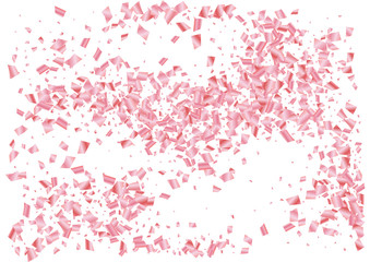 Festive pink rectangle confetti background. Abstract frame confetti texture for holiday, postcard, poster, website, carnival, birthday, children's parties. Cover confetti mock-up. Wedding card layout