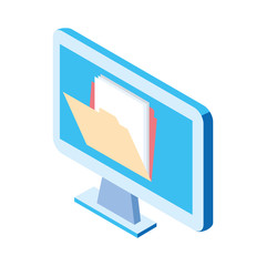 computer with folder on screen icon