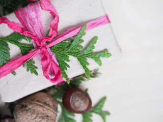 background Christmas flat lay natural style