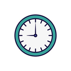 round clock time hour icon on white background