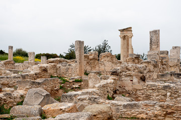 Fototapeta na wymiar Ancient columns of Apollon Hylates, sanctuary in Limassol district, Cyprus