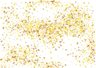 Festive golden rectangle confetti background. Abstract frame confetti texture for holiday, postcard, poster, website, carnivals, birthday and children's parties. Cover confetti mock-up. Wedding card