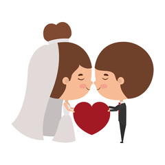 Couple of bride and groom cartoon design