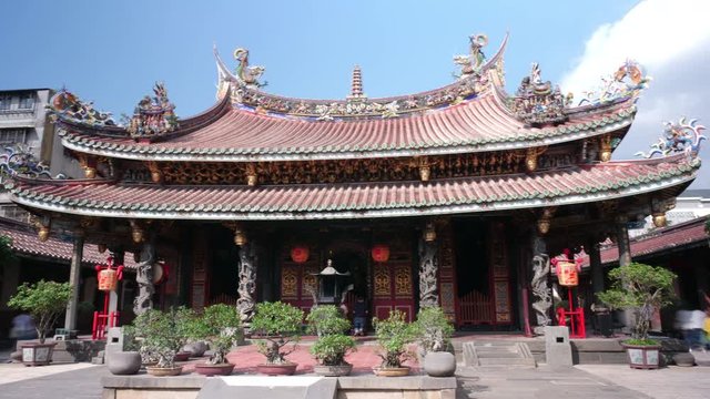 Crowds at Lungshan Temple of Manka. The landmark temple dates from 1738. 4K hyperlapse