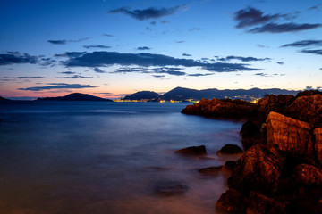 Fototapeta na wymiar Sunset on water near Tellaro, Italy