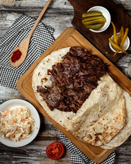 meat doner in lavash top view