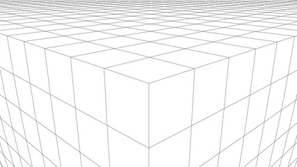 Vector perspective grid. Cube angle. Detailed lines on white background.