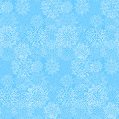 Snowflakes seamless background. Snow flakes silhouette. New year ornament