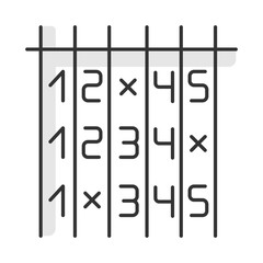 Survey data color icon. Information analysis. Number in list. Choose figure. Digit matrix. Select option. Pick answer. Testing, examination. Questionnaire. Isolated vector illustration