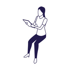 avatar woman standing and using a tablet