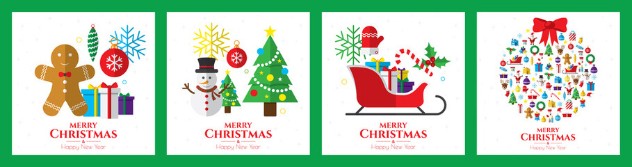 Santa claus, christmas tree and christmas elements