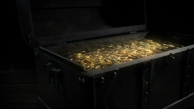 Glowing Treasure Gold Coins In Chest