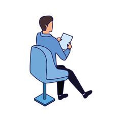 avatar man sitting on a chair icon, flat design