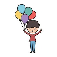 little boy infant cartoon character with balloons celebration