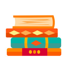 Bookshelves with books in room interior. Home library with literature, fairy tales school textbook education training vector illustration