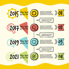 Timeline infographic in hand drawn.Vector