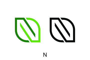 letter N concept for symbol or logo design with color and one black color