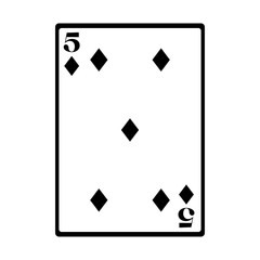 five of diamonds card icon, flat design