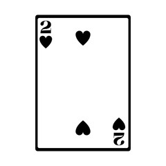 two of of hearts card icon, flat design