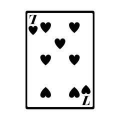 seven of hearts card icon, flat design