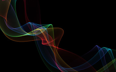 Dark abstract background with a glowing abstract waves