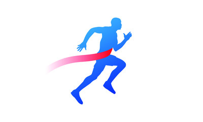 Fototapeta na wymiar a blue image of a three person running forward symbolizing momentum and dynamic movement