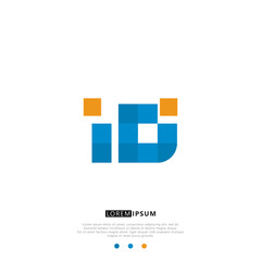 ID I D Logo Monogram with Blue and yellow Colors. modern letter logo design