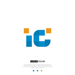 IC I C Logo Monogram with Blue and yellow Colors. modern letter logo design