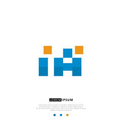 IA I A Logo Monogram with Blue and yellow Colors. modern letter logo design