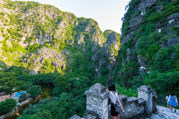 The view from half way up the 500 steps up Hang Mua Caves in Tam Coc, a dangerous and tiring climb for stunning views of Vietnam