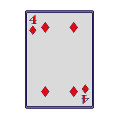 four of diamonds card icon, flat design
