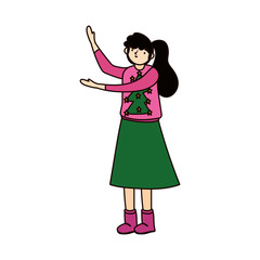 woman with ugly sweater and skirt character