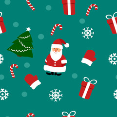 Seamless vector pattern Santa and other Christmas and New Year attributes