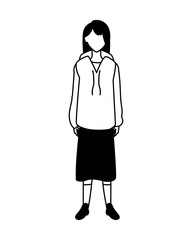 woman faceless standing on white background