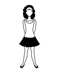 woman faceless standing on white background