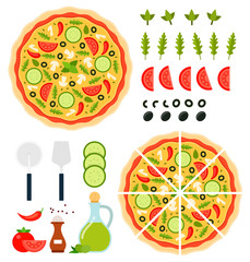 Set of Pizza Vegetarian icons flat vector