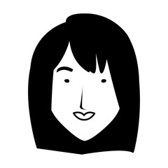 head of woman smiling on white background