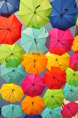 Fototapeta na wymiar Colorful umbrella in Agueda, Portugal