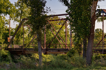 Old Steel Bridge Over a Stream