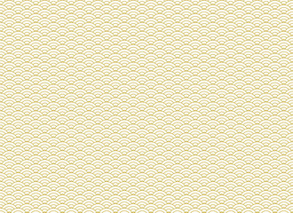 背景：青海波 和柄 模様 紋様 文様 日本 伝統 和風 波形 金 ゴールド