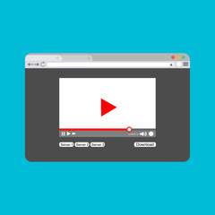 Modern video player design template for web and mobile apps flat style. Vector illustration